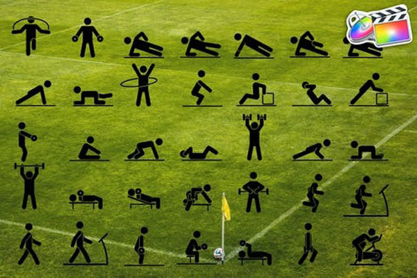 FCPX插件-40个卡通健身运动图标动画 Animated Fitness Pictograms