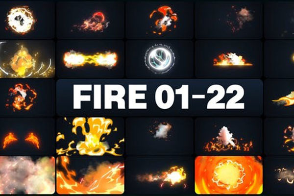 AE模板-95种卡通火焰燃烧烟雾元素MG动画 Advanced Fire Elements for After Effects