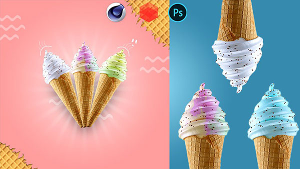 C4D教程-制作冰淇淋雪糕建模渲染课程（英语无字幕） Cinema 4D Masterclass Creating Ice Cream Product