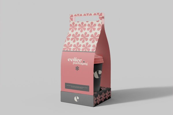 外卖咖啡杯架包装设计样机模板