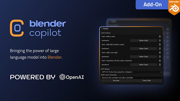 Blender桥接ChatGPT AI插件 Blender Copilot (Blender Gpt)