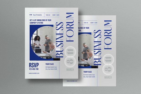 蓝色极简主义数字营销课程宣传单模板