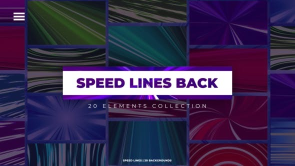 AE/PR模板-20组彩色动漫速度线背景动画素材 Speed Lines Backgrounds