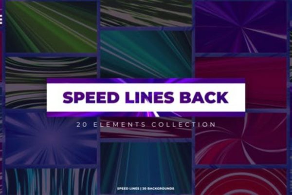 AE/PR模板-20组彩色动漫速度线背景动画素材 Speed Lines Backgrounds