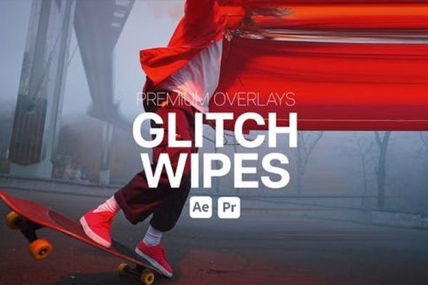AE/PR模板-炫酷故障毛刺方向模糊擦除效果 Premium Overlays Glitch Wipes