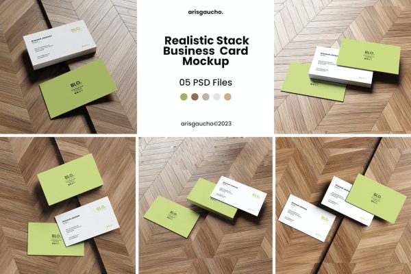 逼真的堆栈名片展示样机素材 Realistic Stack Business Card Mockup