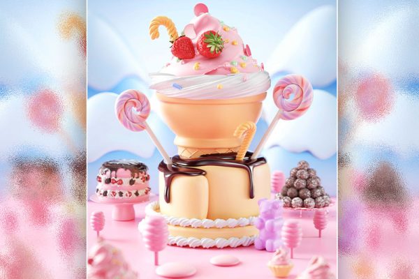 C4D工程-冰淇淋蛋糕场景渲染工程冰淇淋模型