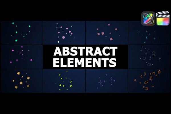 FCPX插件-10个抽象闪耀小星星方块图形粒子动画元素 Abstract Shine