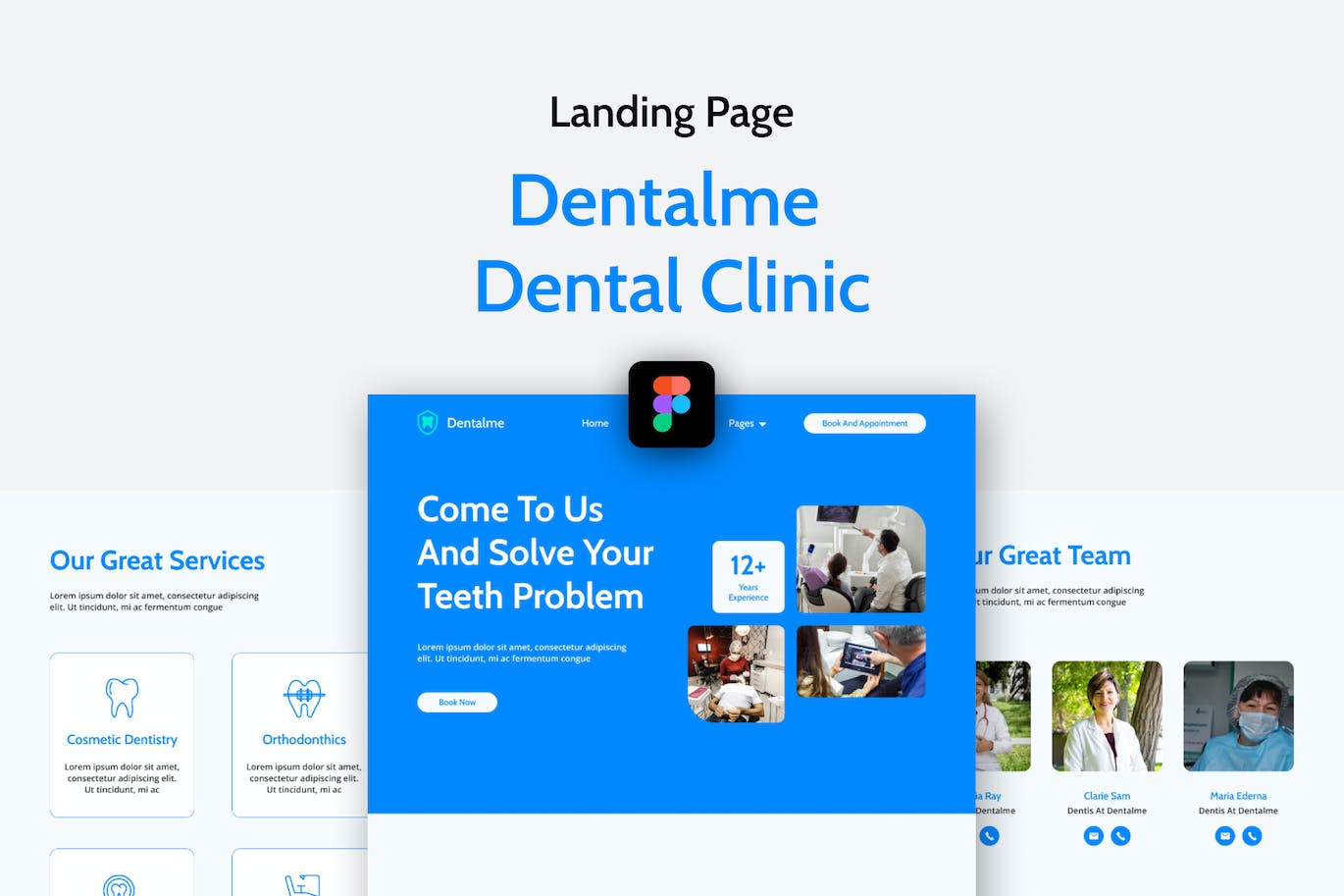 牙科诊所网站着陆页Figma模板