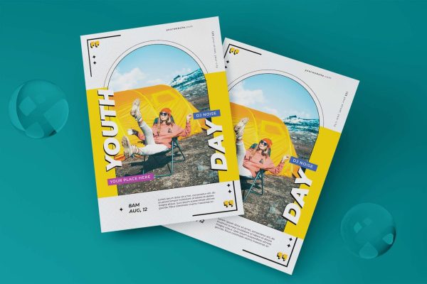 青春绽放庆祝青年节宣传单设计素材 Youth Day Flyer