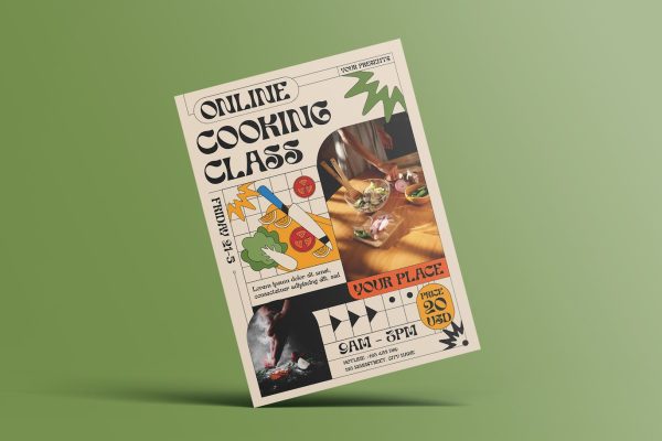 烹饪班开课宣传单设计素材 Cooking Class Flyer