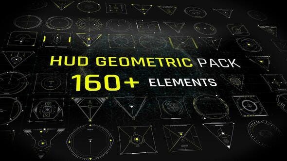 AE模板-160组未来全息投影几何HUD图形元素 HUD Elements Geometric Pack