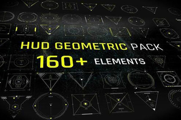 AE模板-160组未来全息投影几何HUD图形元素 HUD Elements Geometric Pack