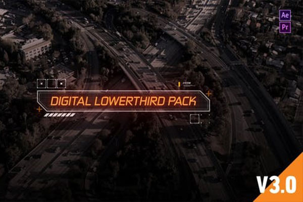 AE/PR模板-30组科技感文字标题字幕条动画 Digital Titles & Lower Thirds HUD