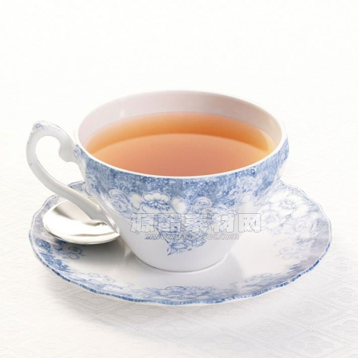 C4D模型-陶瓷茶杯模型茶杯垫模型下载