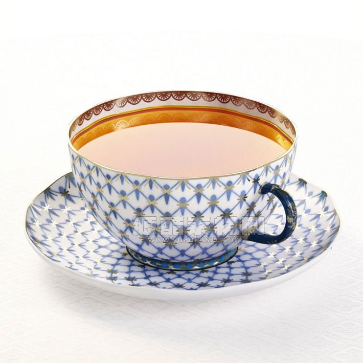 C4D陶瓷茶杯模型茶杯碟模型下载