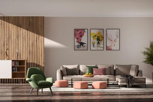 C4D室内客厅沙发场景渲染工程沙发家具模型下载