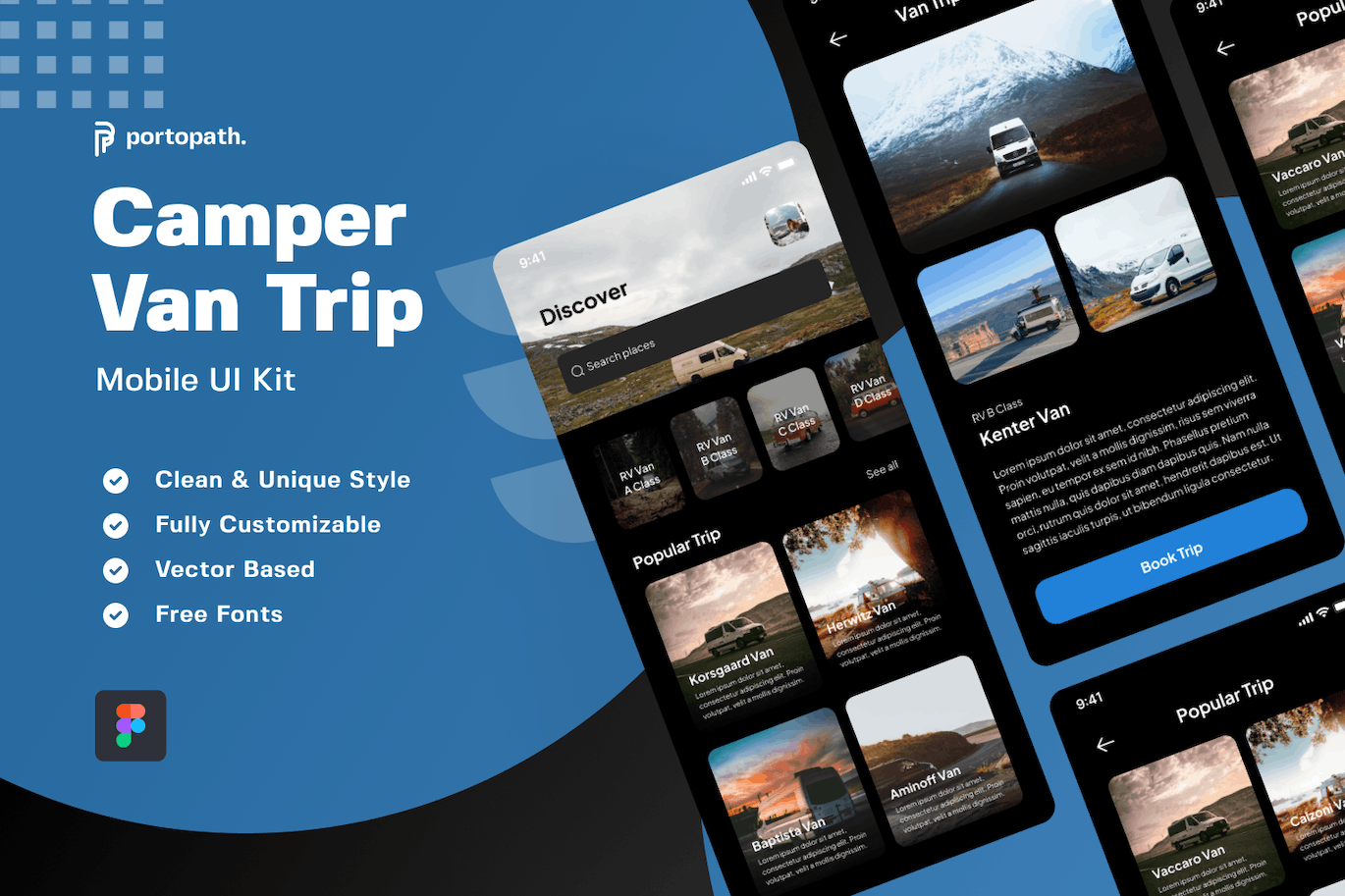 自驾露营旅行移动应用程序App界面设计模板