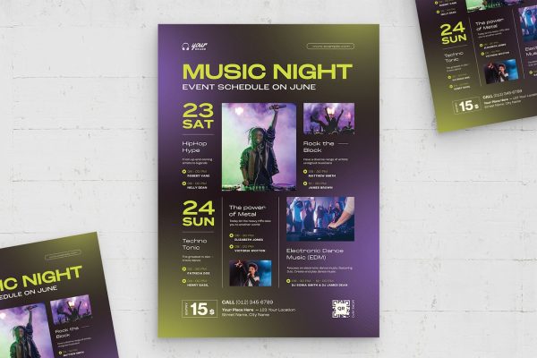 活动日程海报传单模板 Event Schedule Flyer Template