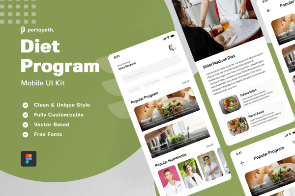 饮食计划移动应用程序App界面设计模板