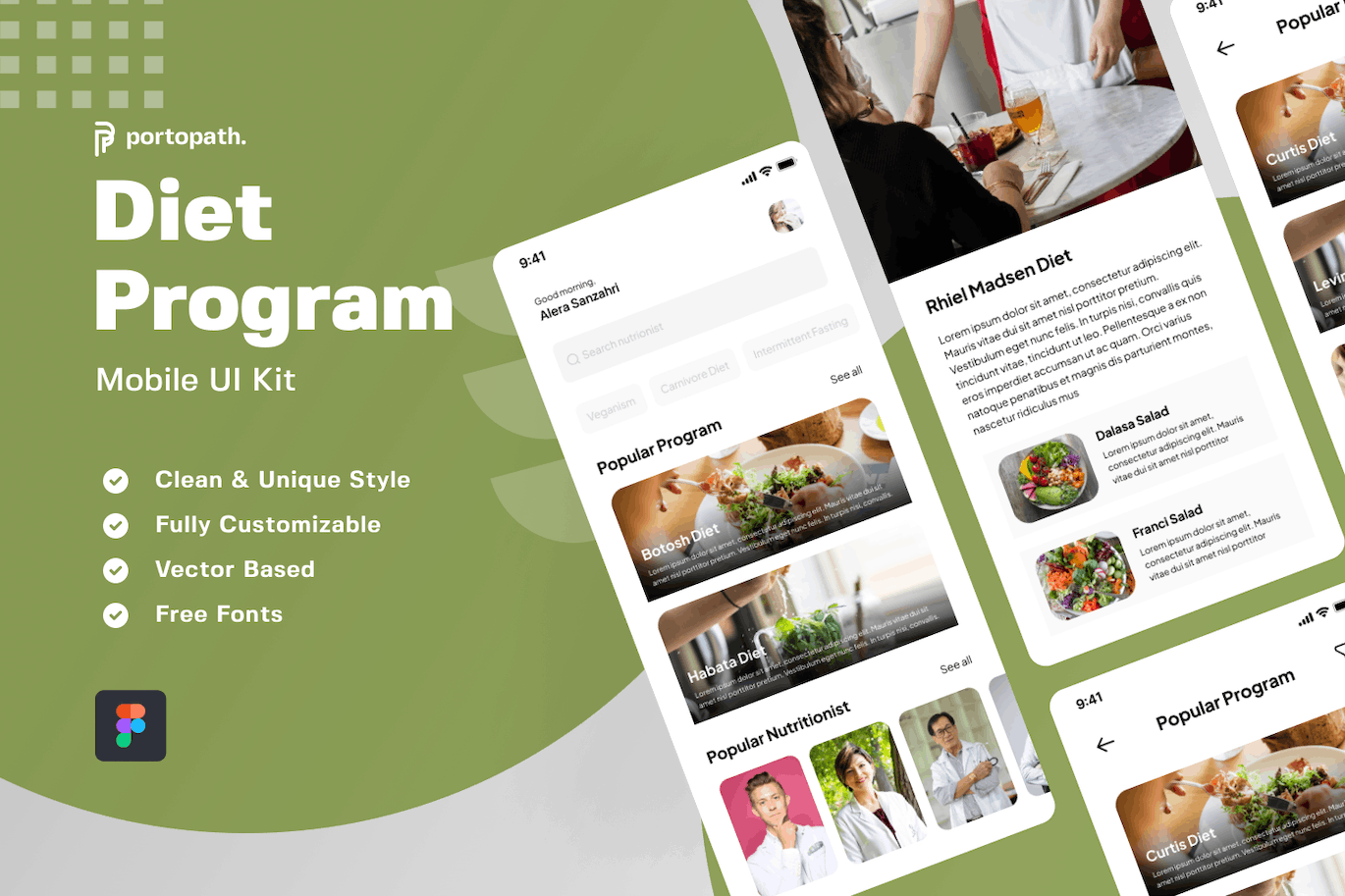 饮食计划移动应用程序App界面设计模板