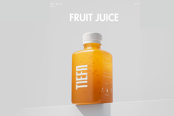 C4D工程-电商创意瓶装水果汁饮料渲染工程瓶装果汁饮料模型