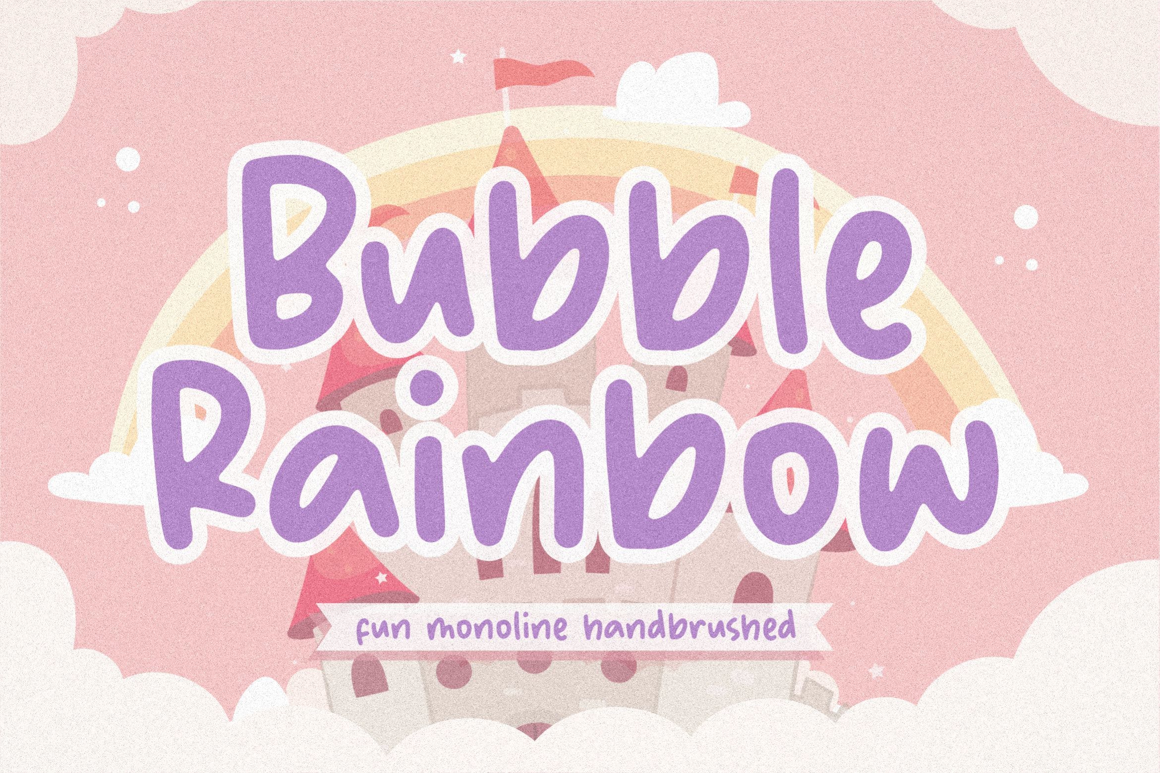 单行手绘泡泡彩虹英文字体素材 Bubble Rainbow Font YH