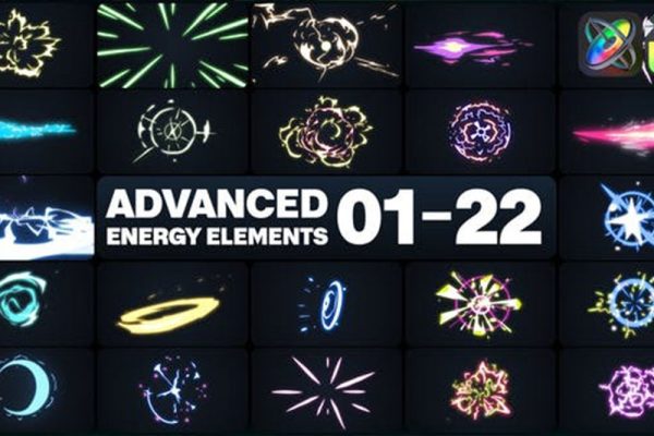 FCPX插件-70种卡通能量爆炸视觉特效MG动画元素 Advanced Energy Elements