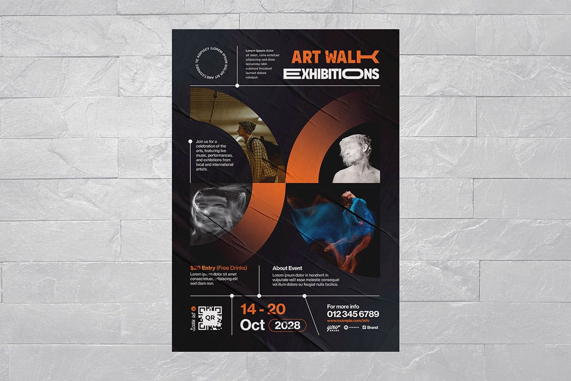 艺术展览海报传单模板素材下载 Art Exhibition Flyer Template