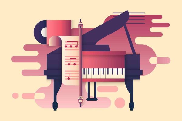 钢琴乐器矢量插画素材 Piano Design. Music Instrument