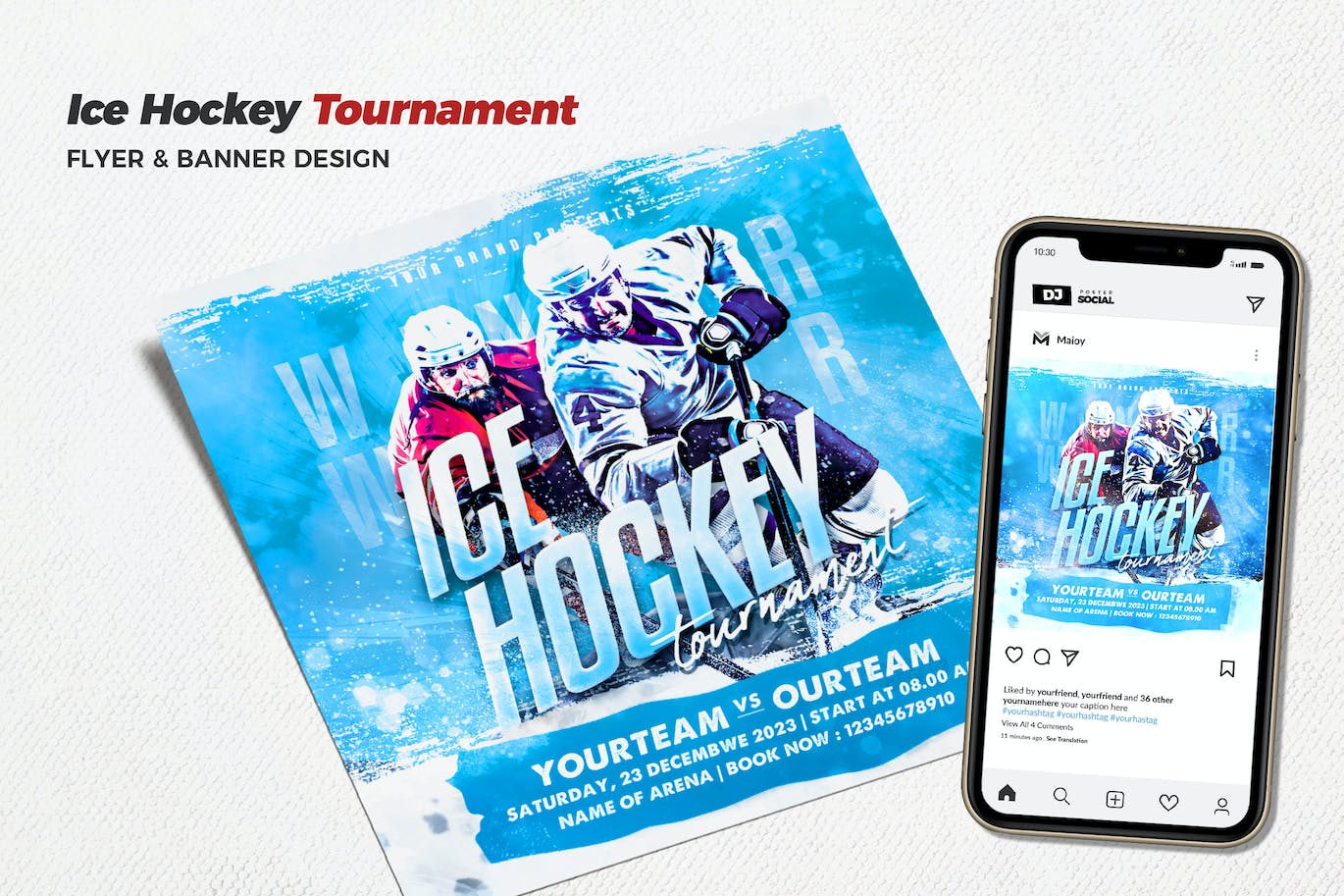 冰球锦标赛海报模板素材 Ice Hockey Tournament