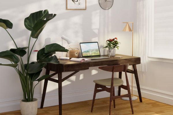 C4D书桌产品场景渲染工程台灯模型收音机模型电脑模型