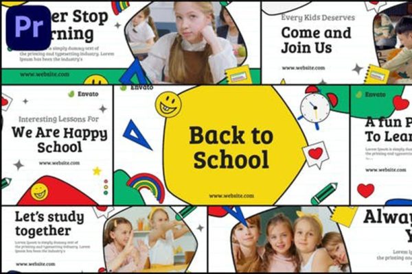 PR模板-学校教育机构幻灯片展示动画 Back to School Kids Education Promo