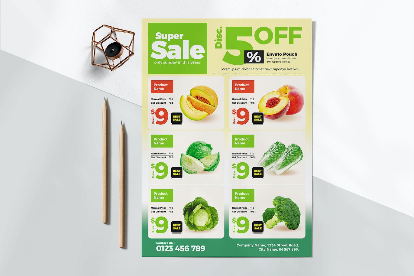 超市蔬果促销传单模板 Supermarket Flyer