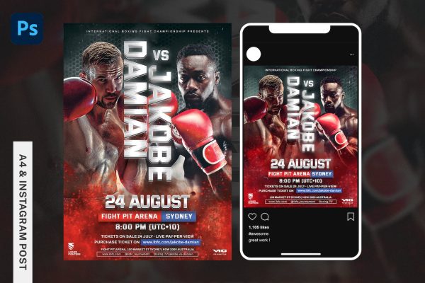 拳击格斗宣传单模板 Boxing Fight Flyer