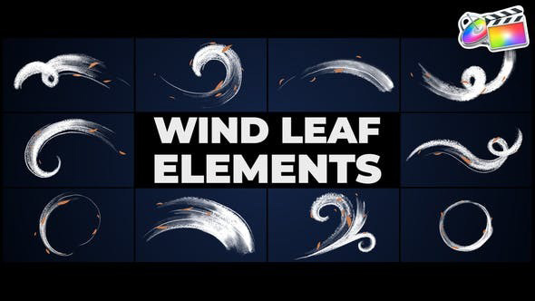 FCPX插件-11个抽象卡通手绘风叶动画元素 Wind Leaf Elements