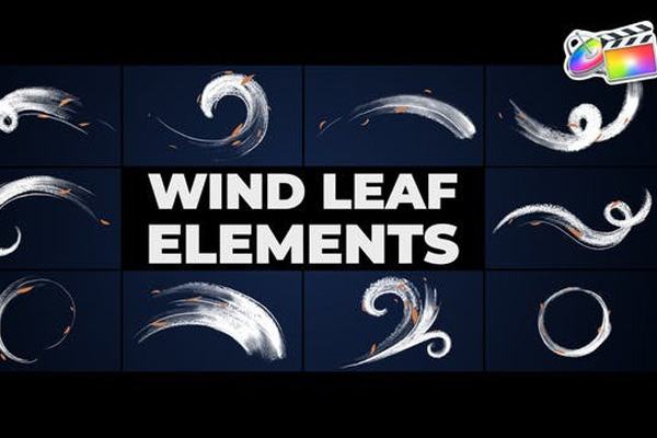 FCPX插件-11个抽象卡通手绘风叶动画元素 Wind Leaf Elements
