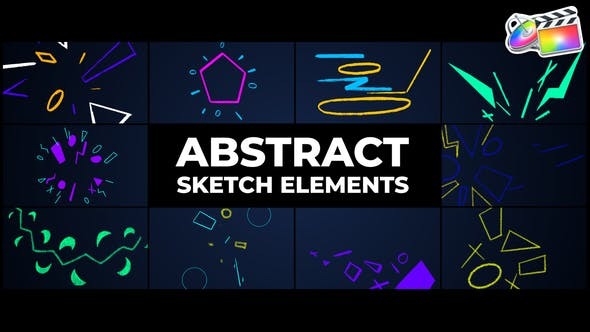 FCPX插件-11个抽象手绘涂鸦图形动画元素 Abstract Sketch Elements
