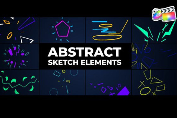 FCPX插件-11个抽象手绘涂鸦图形动画元素 Abstract Sketch Elements