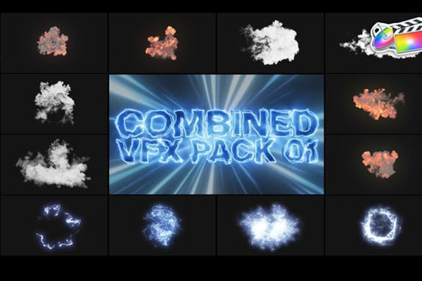 FCPX插件-12个能量粒子烟雾爆炸视觉特效包 Combined VFX Pack
