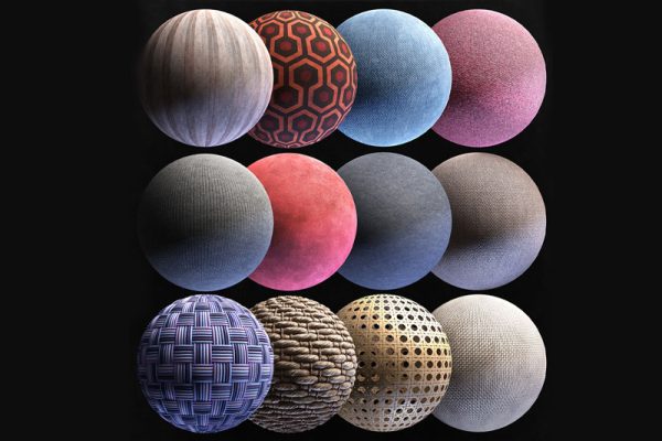 12个4K织物布料纹理贴图楼控竹篮贴图编制绳贴图