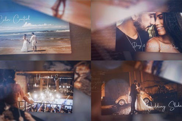 AE模板-唯美婚礼回忆照片幻灯片动画 Happy Wedding Story