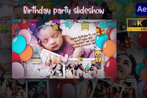 AE模板-可爱儿童生日照片展示动画 Birthday Party Slideshow