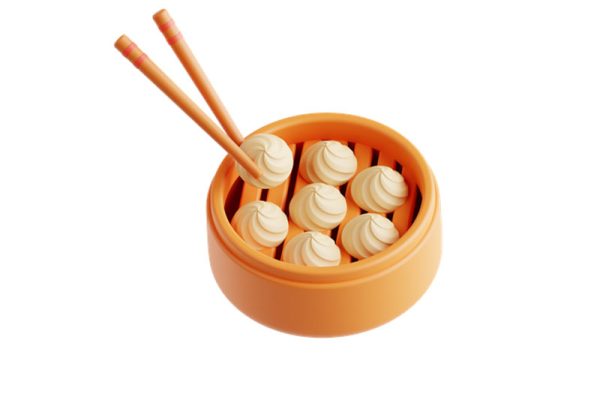 C4D模型-卡通小笼包模型蒸笼模型