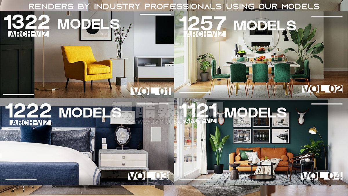 Blender预设-5003组室内家具床桌椅柜子沙发灯具植物3D模型资产预设