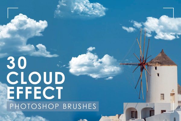 30款白云高清图案PS笔刷素材 30 Realistic Cloud Photoshop Brushes