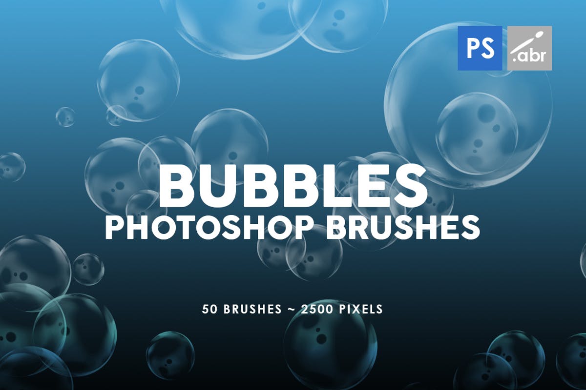 50款梦幻透明泡泡气泡PS笔刷素材 50 Bubble Photoshop Stamp Brushes