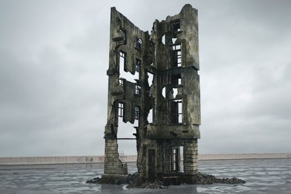 C4D模型-建筑残骸模型废弃大楼模型下载