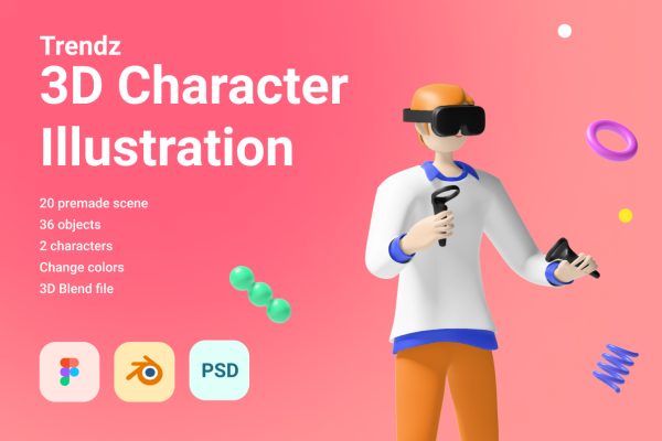 具有吸引力的3D卡通角色插画模型素材