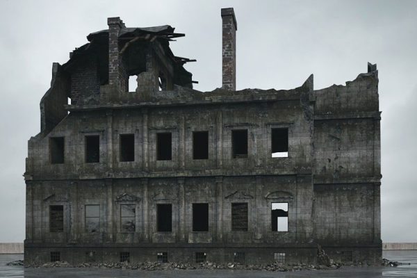 C4D模型-建筑残骸模型废弃楼房模型